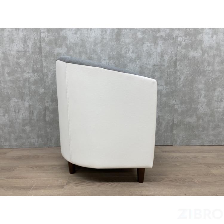 Кресло  МОНТИ размер: 68 х 68 см, наружная часть экокожа цвет кремовый, внутренняя часть текстиль цвет серый