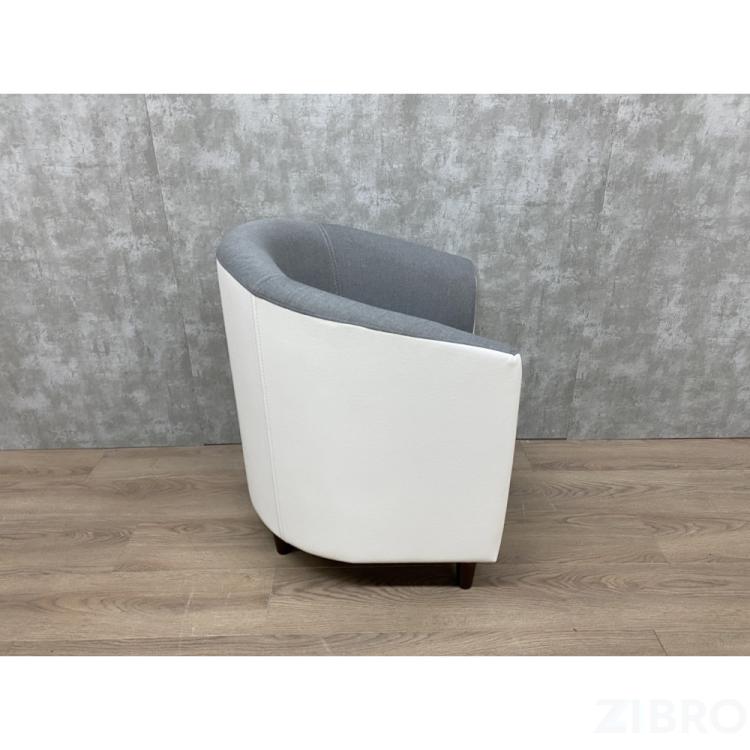 Кресло  МОНТИ размер: 68 х 68 см, наружная часть экокожа цвет кремовый, внутренняя часть текстиль цвет серый