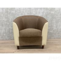 Кресло МОНТИ размер: 68 х 68 см, наружная часть экокожа цвет светло-бежевый, внутренняя часть текстиль цвет коричневый