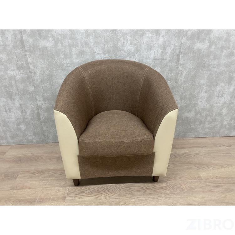Кресло МОНТИ размер: 68 х 68 см, наружная часть экокожа цвет светло-бежевый, внутренняя часть текстиль цвет коричневый