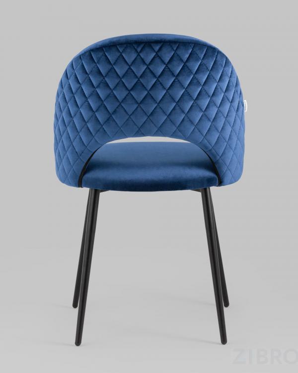 Стул Меган велюр с ромбами синий ножки металл черные Стул Меган велюр с ромбами синий ножки металл черные