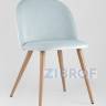 стол Освальд стеклянный, стулья Лион велюр голубые