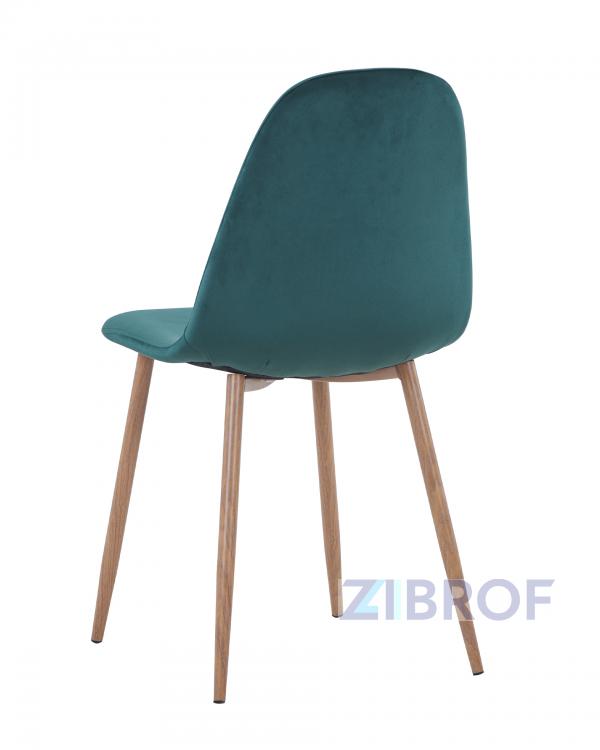 стол Освальд стеклянный, стулья Валенсия велюр темно-зеленые