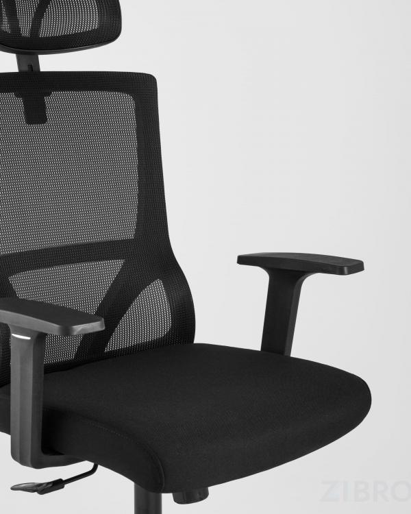 Компьютерное кресло для руководителя TopChairs Local офисное черное обивка сетка ткань крестовина пластик