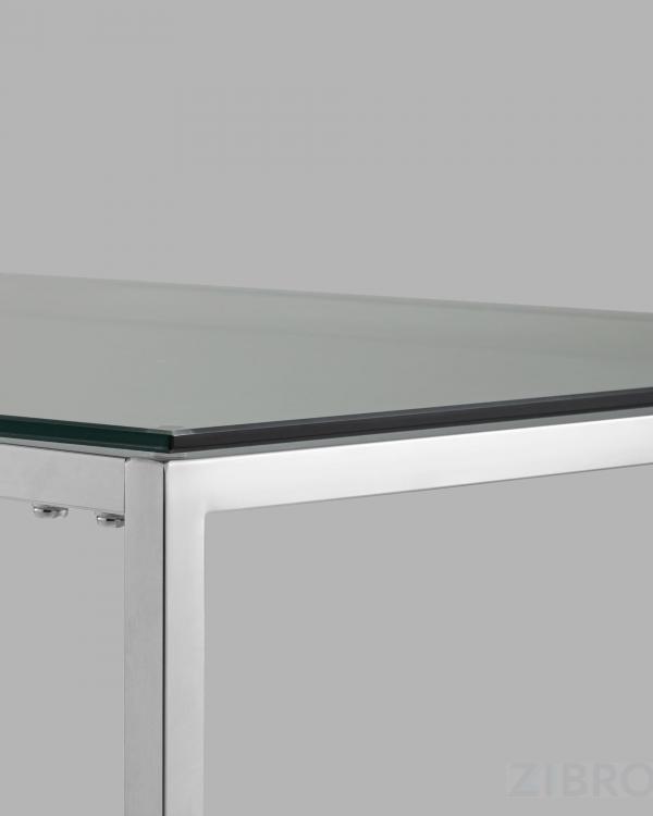 Стол журнальный 120*60 ТАУН серебро каркас нержавеющая сталь столешница закаленное стекло