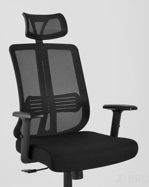 Компьютерное кресло для руководителя TopChairs Post офисное черное обивка сетка ткань крестовина пластик