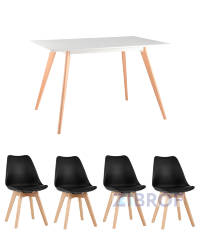 Frank, стол 120*80 см, 4 черных стула