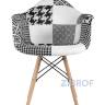 Обеденная группа стол Rondo раскладной 100-135*100 см белый, 4 кресла Eames пэчворк черно-белые