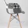 Обеденная группа стол Rondo раскладной 100-135*100 см белый, 4 кресла Eames пэчворк черно-белые