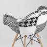 Обеденная группа стол Rondo раскладной 100-135*100 см белый, 4 кресла Eames пэчворк черно-белые