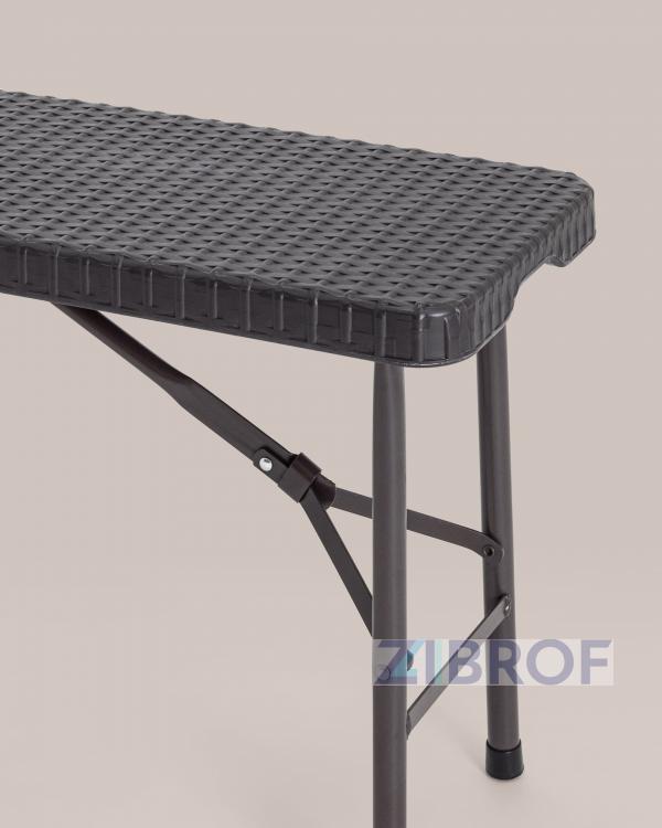 Скамейка складная пластиковая Кейт 180 коричневая, стальной каркас, сиденье пластик, полиэтилен высокой плотности (HDPE)