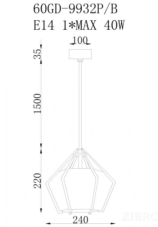 60GD-9932P/B Лампа потолочная 24*22см