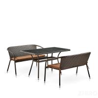 Обеденный комплект плетеной мебели с диваном T286/S139B-W53 Brown