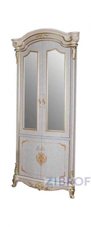 Витрина Адель 3217 MK-3031-BG 2-дверная угловая (цвет патины: золото) 97х52х225 см Бежевый